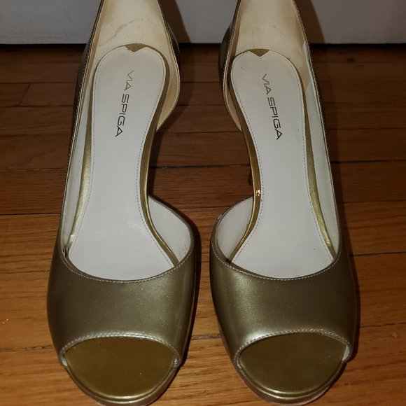 Via Spiga Gold open toe pumps - Picture 1 of 6
